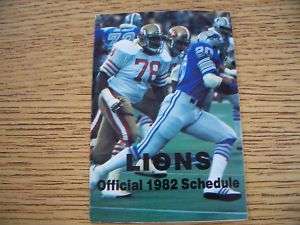 1982 Detroit Lions Football Pocket Schedule Olsonite  