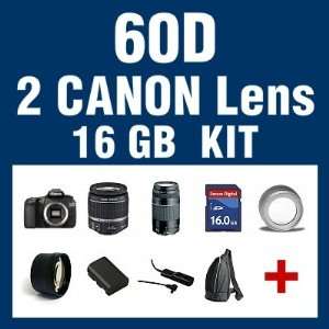  Canon EOS 60D DSLR Camera with 2 Canon Lenses: EF S 18 