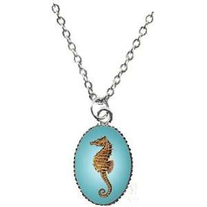 Lavishy Seahorse Charm Pendant Rhodium Plated Chain Necklace 18   20