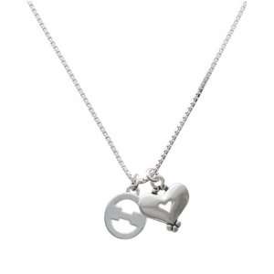  Greek Letter Theta and Silver Heart Charm Necklace 