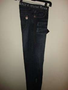 RG512 MENS JEANS TIGHT CUT SKULL BUTTONS SIZE 34 X 32  