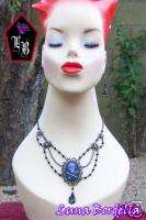 Gothic Victorian Necklace & Earrings~PURPLE Skull Cameo  