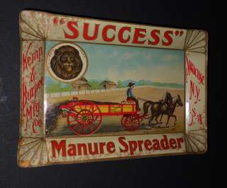 Kemp & Burpee Success Manure Spreaders Advertising Tip Tray   Tin 