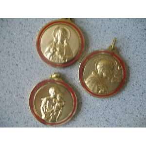  Set of Three Large Round Catholic Saints Medallions Arts 