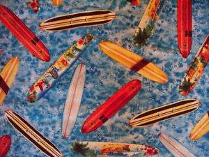 MINI SURFBOARDS BLUE SURF COTTON FABRIC OOP  
