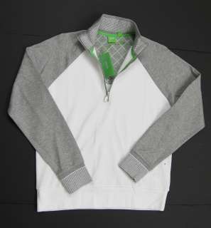   BOSS GREEN Sweat 1/4 Zip Sweatshirts   White/Gray NEW NWT  