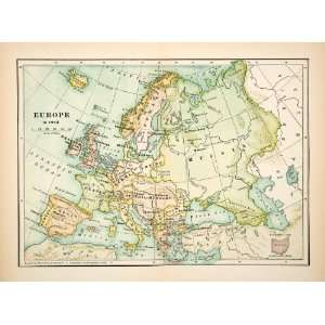 1921 Print Map Europe Pre First World War German Empire Austria 