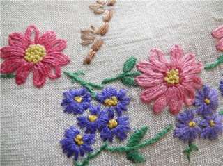 Beautiful Vintage Tablecloth Hand Embroidered Florals  