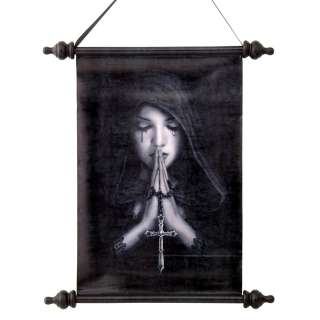 Prayer of Soulful Tears Gothic Canvas Wall Scroll Tapestry  