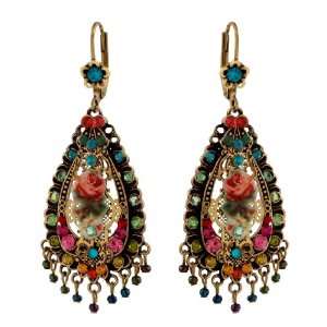 Michal Negrin Opulent Tear Shaped Dangle Earrings Decorated with 