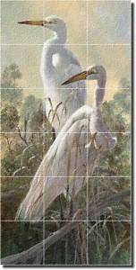 Binks Wildlife Egrets Art Glass Wall Floor Tile Mural  