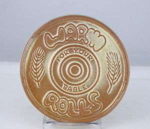 Frankoma Pottery Round Bun Warmer Tile, 5 Desert Gold  