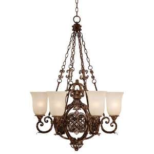  Frosted Glass Uplight Antique Bronze Chandelier