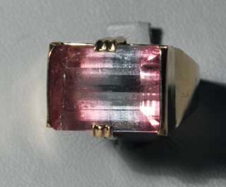 Exquisite Bi Color Tourmaline 18k Faceted Gemstone Ring  