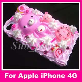 New 3D Bear Candy Cream Cake Bling Case for iPhone 4 4G  