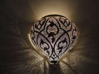 Moroccan Silver Plated Brass Wall Sconce Lamp Light  
