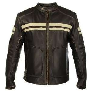   Mens Brown Leather Cruiser Motorcycle Jacket SZ L