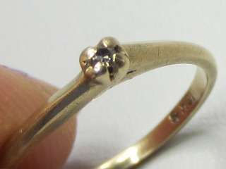Vintage 10K Solid Yellow Gold Tiny Diamond Solitaire Ring  