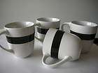FOUR (4) EVERYDAY GIBSON COFFEE CUPS MUGS WITH BLACK STRIPE