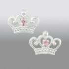 Disney Sterling Silver Princess Crown Earrings with Pink Cubic 