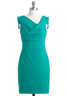    tion Dress   Green, Solid, Cap Sleeves, Work, Sheath / Shift, Short