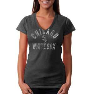  White Sox Ladies Fire Drill V Neck T Shirt   Black