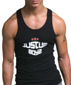 Justus Boyz Ribbed Black Muscle Tank Top Large  