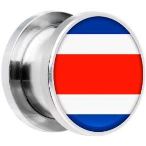  12mm Stainless Steel Costa Rica Flag Saddle Plug Jewelry