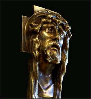 Outstanding ART DECO Bronze Cast FIGURAL WALL CROSS CRUCIFIX 1930 