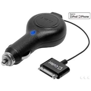  Cellet Retractable Plug in Car Charger for Apple iPod 