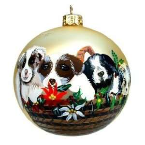  Christmas Ornament Puppies in Basket