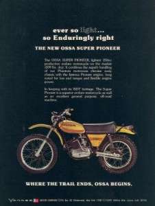 1975 Ossa Super Pioneer 250 Motorcycle Original Color Ad  