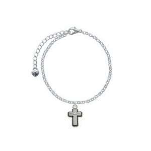  Silver Cross with Rope Border Elegant Charm Bracelet: Arts 