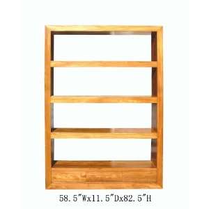  Chinese Natural Solid Elm Wood Bookcase Display Cabinet 