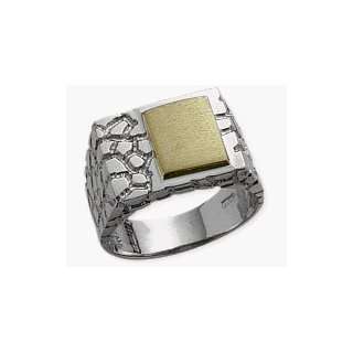    Mens Nugget Style 10 Karat Two Tone Gold Ring   8.6: Jewelry