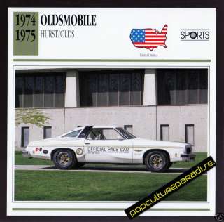 1974 1975 OLDSMOBILE HURST/OLDS Pace Car PICTURE CARD  