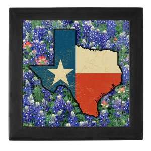  Keepsake Box Black Texas Flag Bluebonnets 