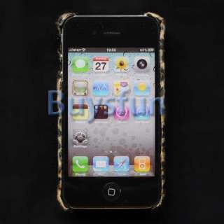 Brown Leopard print faux fur Hard Cover Case Skin for Apple iPhone 4 