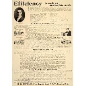  1913 Vintage Quackery Ad Food Nutrition Diet Brinkler 