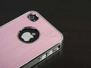 For iPhone 4S 4G Pink Chrome Luxury Steel Hard Cover Case+Stylus 