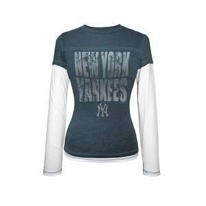  New York Yankees Womens Triblend Double Layer T Shirt by 