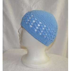   Aqua Sky Blue Knit Hat   Crochet Beanie Skull Cap