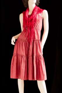   little strappy sundress in a red plaid light cotton or cotton mix