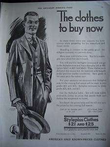 1918 Vintage Styleplus Mens Clothes Straw Hat Suit Ad  