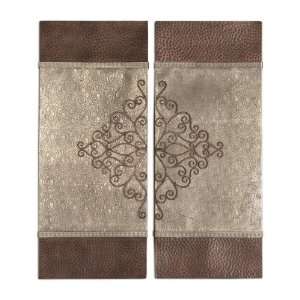  Set of 2 Paisley Stamped Rustic Bronze Wall Art Panels 36 