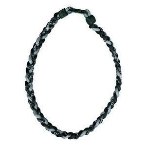    Titanium Ionic Braided Necklace   Black/Silver: Sports & Outdoors