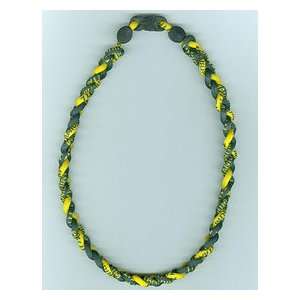    Titanium Ionic Braided Necklace   Green/Gold: Sports & Outdoors