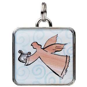  Square Charm   Angel with Harp 