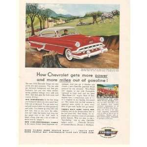 1954 Red Chevy Bel Air Sport Coupe More Power Miles Print 