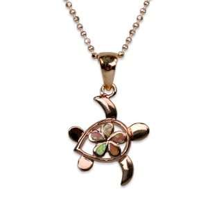  Cut Out Turtle Plumeria Necklace Pendant with Rose Gold 